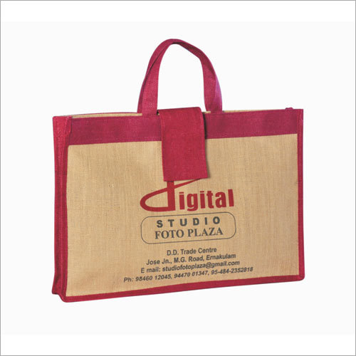 Red And Brown Jute Fancy Bags