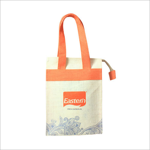 Orange And White Jute Corporate Bags