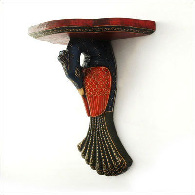Furniture Hardware Handpainted Peacock Shape Bracket Wall Shelf