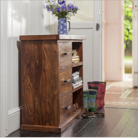 Furniture Hardware Sheesham Wood Storage Cabinet With 3 Drawers