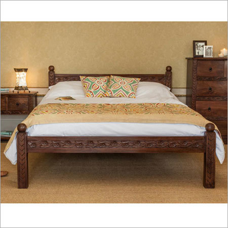 Hand Carved Solid Wood Queen Size Bed
