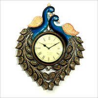 Carved Peacock Shape Hand Painted Wall Clock Usage: Handicrfts/ Furniture