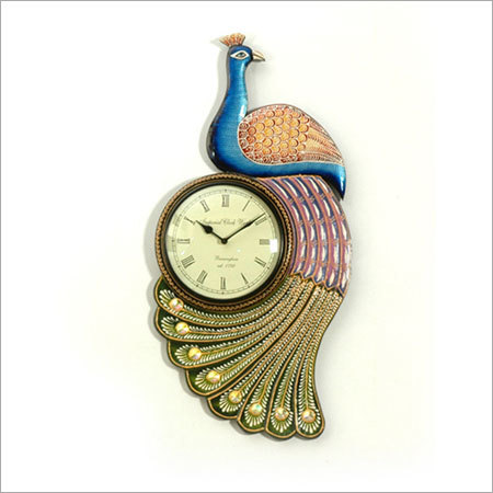 Hand Painted Peacock Wall Clock