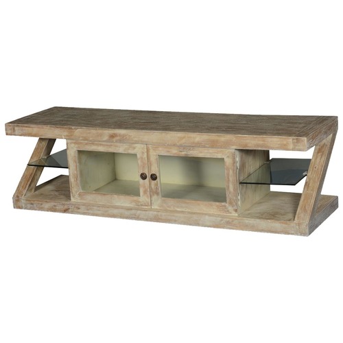 "Z" Shaped Frosted Wooden Tv Console Media Cabinet Length: 18 Centimeter (Cm)