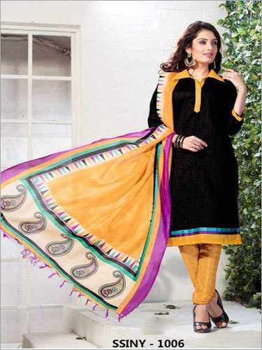 Ladies Designer Churidar Suit - Cotton Blend, 54 Inches, Black | Embroidered, Soft Fabric, Comfortable Fit, Stylish Look