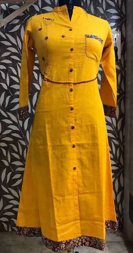 Slab Cotton Kurtis - A-Line Cotton Kurti Size: Small