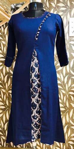 Slub Cotton Kurti - A-Line Designer Cotton Casual Wear | Available in Sizes S, M, L, XL, XXL