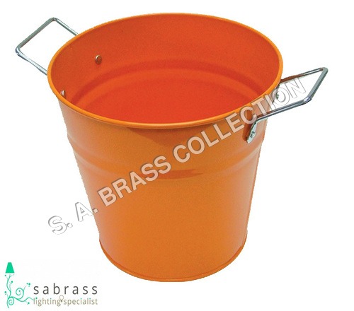 Garden Bucket - Iron, Dia 13 x Ht 13 cm, Glossy Powder Coat Finish | Rustic, Patina, Custom Pantone Color Options, UPS Able Packaging
