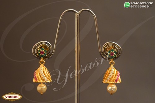 Cz Earrings - Gold Plated 5-10 Grams Weight | Elegant Women's Jewelry with Quartz and Ruby Accents for Gifts and Parties