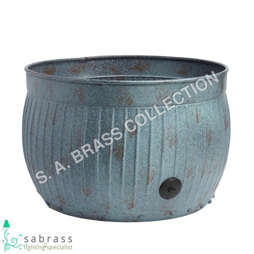Garden Pot - Iron Material, Dia 36 x Ht 48 Centimeters | Rustic Patina Finish, Ups Able Packaging