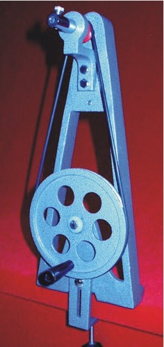 Whirling Table - Heavy Cast Metal, 40cm Height, 15cm Driving Wheel Diameter - Frictionless Bearings, Adjustable Belt Tension, Vertical Clamping System