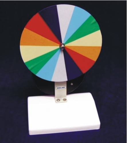 Newton's Colour Disc - Plastic, Lab Use | Gear Driven Mechanism for Rotating, Stable Base, Seven Color Spectrum Sectors for Demonstration