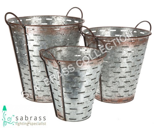 Galvanized Garden Round Bucket S/O 3 Pcs Dimensions: L-Dia - 36 X Ht - 24