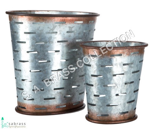 Galvanized Garden Oval Olive Bucket S/O 2 Pcs Dimensions: L- 26 X 19 X Ht - 25