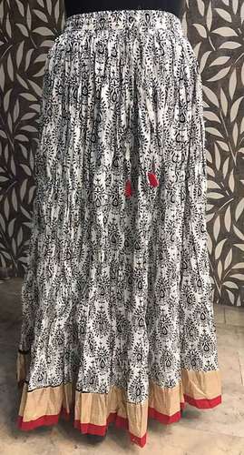 Cotton Black & White Printed Skirt