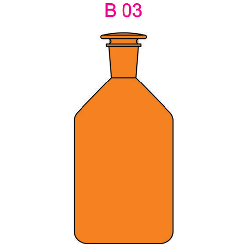 Bottles Reagent Narrow mouth with Flat Head Stopper Amber Glass