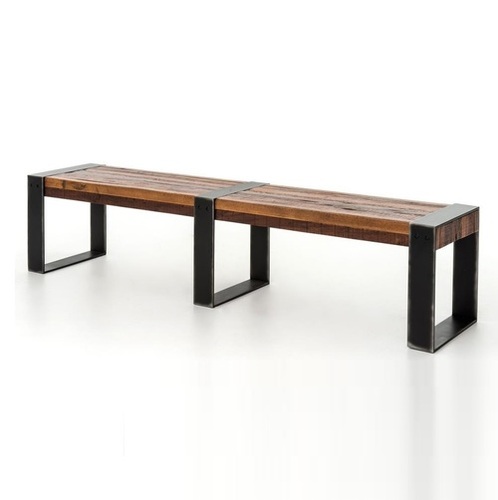 Solid Wood Black Iron Base Industrial Bench Solid Wood Black Iron Base Industrial Bench
