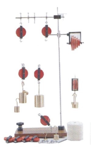 Pulley Demonstration Set Students - Metal, 20 X 15cm Wooden Base, Includes 8 Single Pulleys, Weights Up to 1000g, Instruction Included