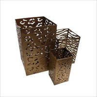 Exotic Bronze Cut Out Hurricane Candle Holder