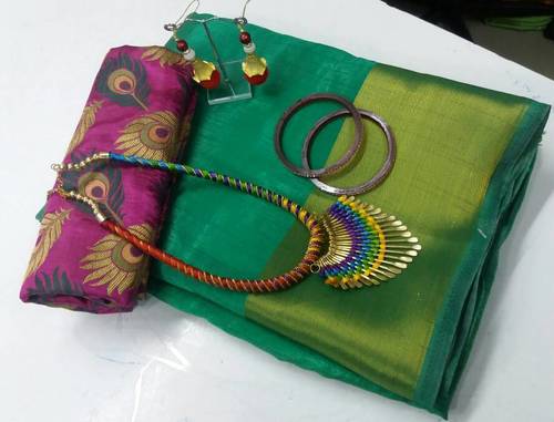 Gree Cotton Grren Saree