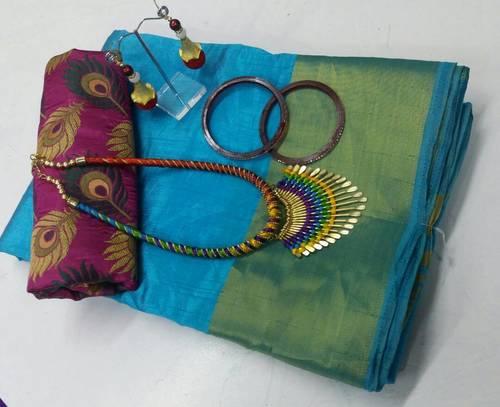 Blue Cotton Saree