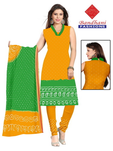 Bandhani Gaji Silk Dress Material Jamnagar Bandhani Gaji Silk Dress Material Jamnagar