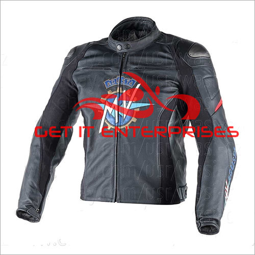 Black Agusta Motorbike Leather Jacket