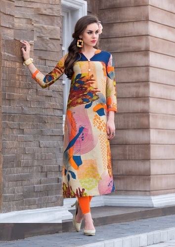 Multi Colore Reyon Long Kurti