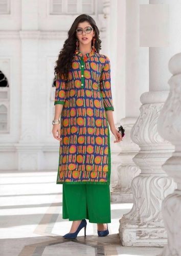 Fancy Printed Kurti - Rayon, Plus Size to XS, Vibrant Green Color, Trendy Sleeve Style | Casual, Daily Wear, Ethnic, Formal, Party Wear Options