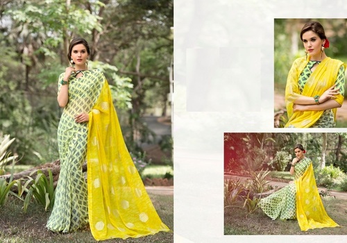 Georgette Yellow Saree