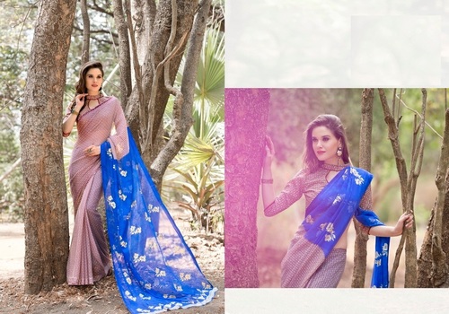 Blue Print Saree