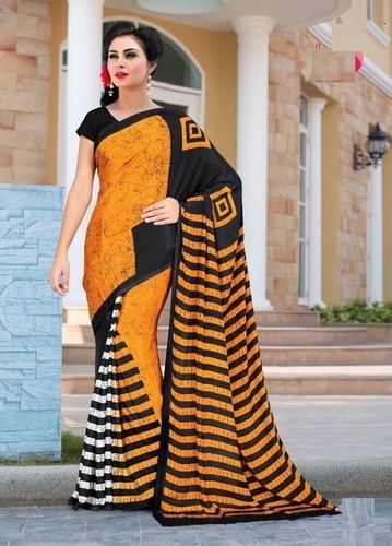 Yellow Printed Saree