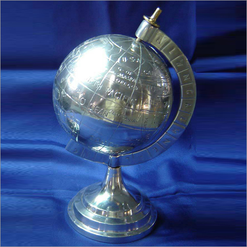 Aluminum Globe - Aluminum, Variable Dimensions | Outlined Landmasses, Monotone Finish, Classy Look, Lightweight, Unique Design, Versatile Use