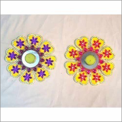 Floating Rangoli - Plastic 100mm Diameter Yellow | Candle Holder Decorative Floral Design Easy Setup Elegant Floating Effect Re-usable 50g