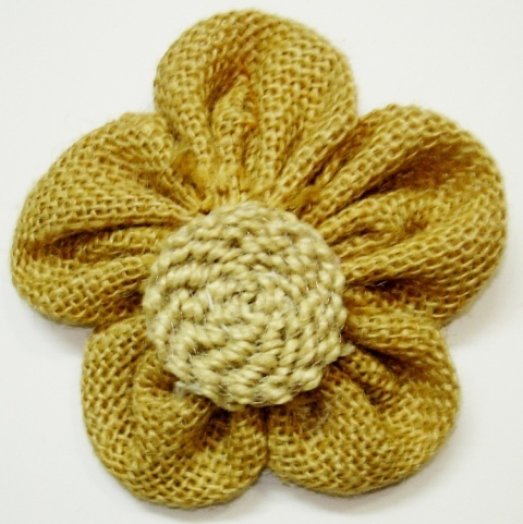 RIBBON FLOWER - Jute 9cms Gold, Elegant Durable Versatile Embellishment