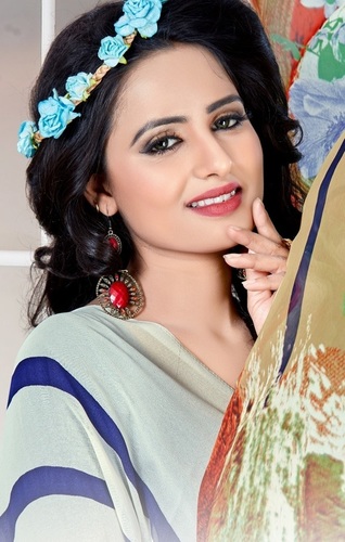Whiite Printed Silk Saree