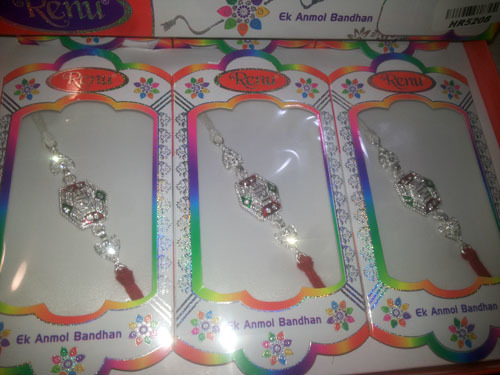 Rakhi - Thread and Metal, 8 Inches, Silver | Floral Design, Elegant, Durable, Festive Accessory