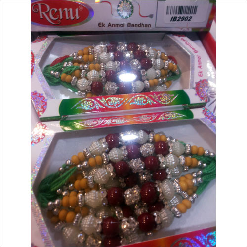 Rakhi - Beads & Thread, 8 Inches, Multicolor | Elegant Design, Durable Material, Brotherly Bond, Festive Wear, Cardboard Box Packaging