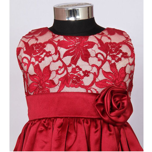 Dresses - Lace Satin, Various Sizes, Red | Back Zipper, Floral Lace, Elegant Design, Soft Fabric, Perfect Fit