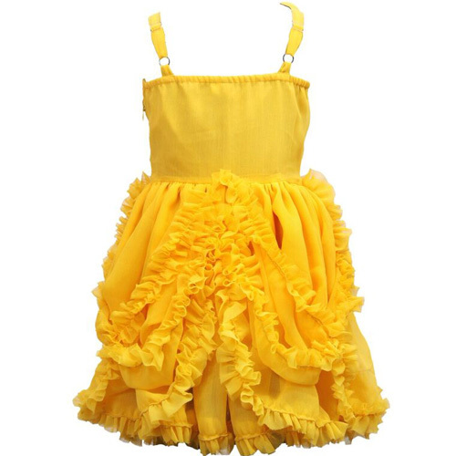 Dresses - Polyester, Multiple Sizes, Yellow | Stylish Ruffles, Soft Fabric, Comfortable Fit, Durable, Easy Wash, Elegant Knee-Length