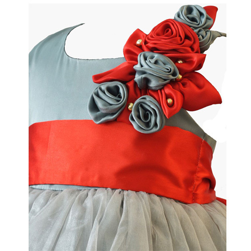 Dresses - Satin Net, Multiple Sizes, Grey | Elegant Design, Soft Fabric, Comfortable Fit, Floral Beads Embellishments