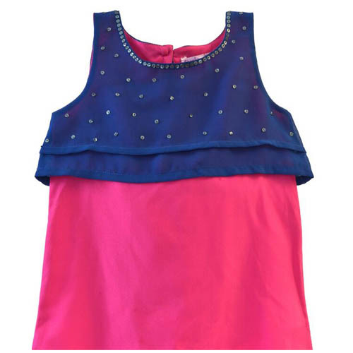 Dresses - Cotton Blend Pink, Rhinestone Embellished Top | Stylish Design, Comfortable Fit, Layered Look, Versatile Style