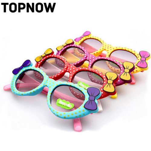 accessories_045 - Plastic Small Size Multicolored, Round Frame UV400 Lens | Bow Decor, UV Protection, Lightweight, Durable, Comfortable Fit, Child-Safe