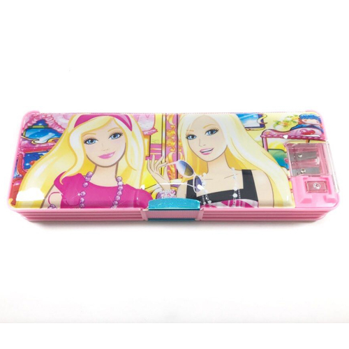 Double Sided Plastic Pencil Box - 20x10x4 cm, Pink, Plastic | Double Sided, Large Capacity, Latch Closure, Lightweight Design