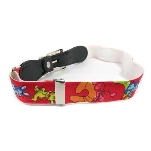 Kids Belt - Elastic PU, Adjustable Length, Red | Metal Buckle, Cartoon Pattern, Lightweight, Comfortable, Child-Friendly