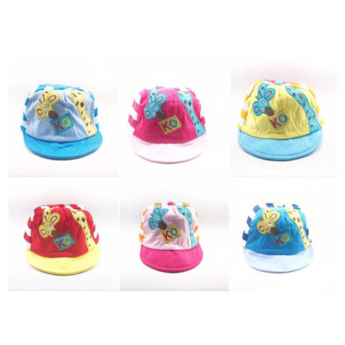 Baby Caps - Cotton, Varied Sizes, Multicolored | Embroidered, Soft Fabric, Breathable, Elastic Band Closure