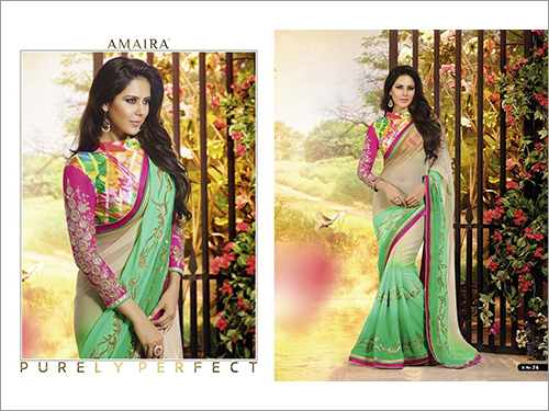 Designer Sarees - Silk Blend, 5.5 Meters, Green | Elegant Design, Embroidery, Perfect Fit, Comfortable Wear, Stunning Drape