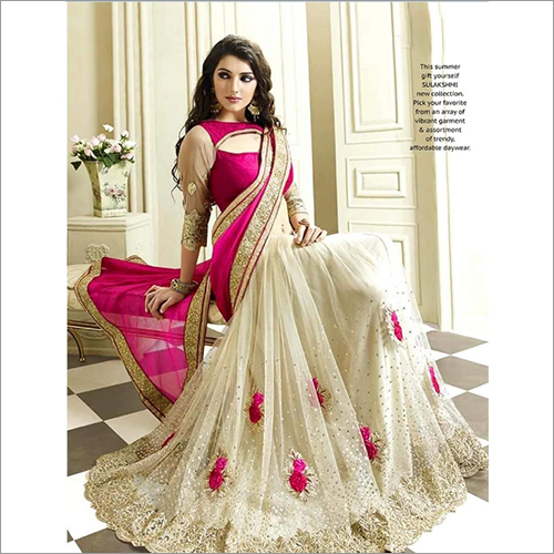 Designer Sarees - Silk Blend, 5.5 Meters, Pink | Floral Embroidery, Elegant Design, Comfortable Fit, Handcrafted