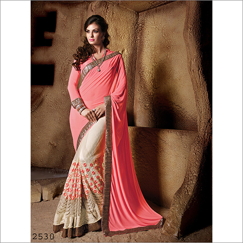 Designer Sarees - Silk Blend, 5.5 Meters, Pink | Elegant Design, Intricate Embroidery, Comfortable Wear