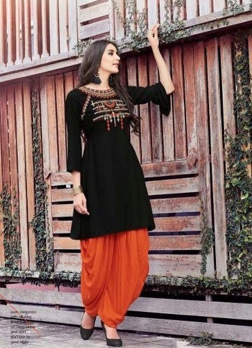 Rayon Ptiyala Black Kurti